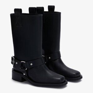 GANNI Mid Shaft Biker Boot Black SZ 39